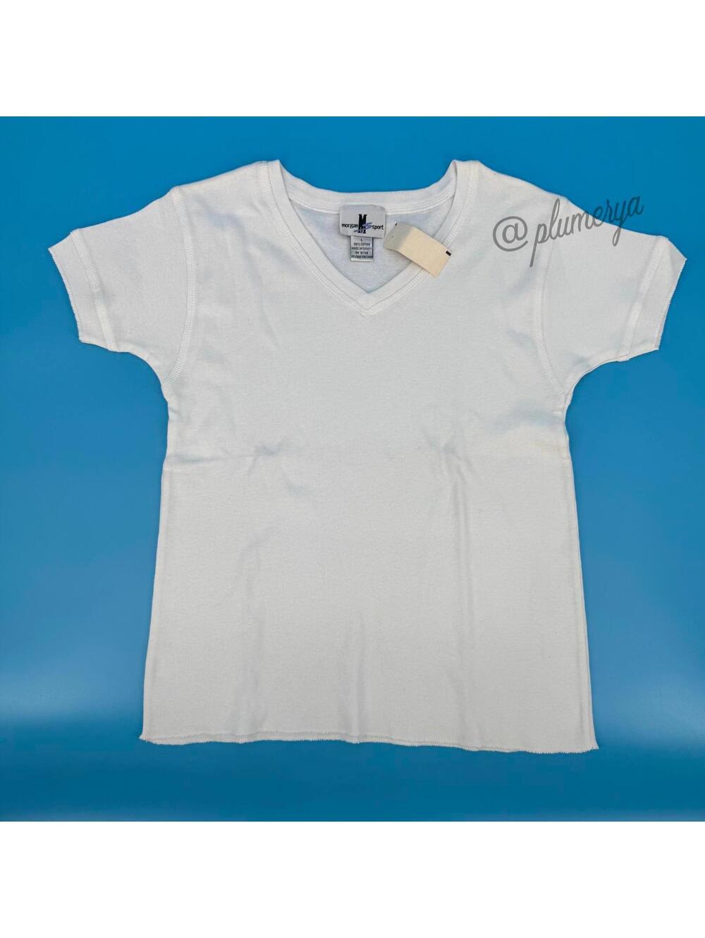 Morgan Sport Y2K Vintage Women's Basic Top Short Sleeve 100% Cotton Size L NWT